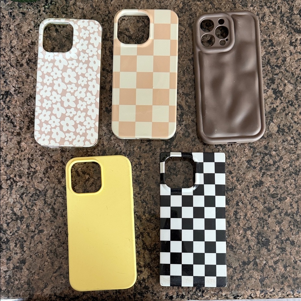 Assorted iPhone Protective Cases - Floral, Checkerboard, Solid Colors